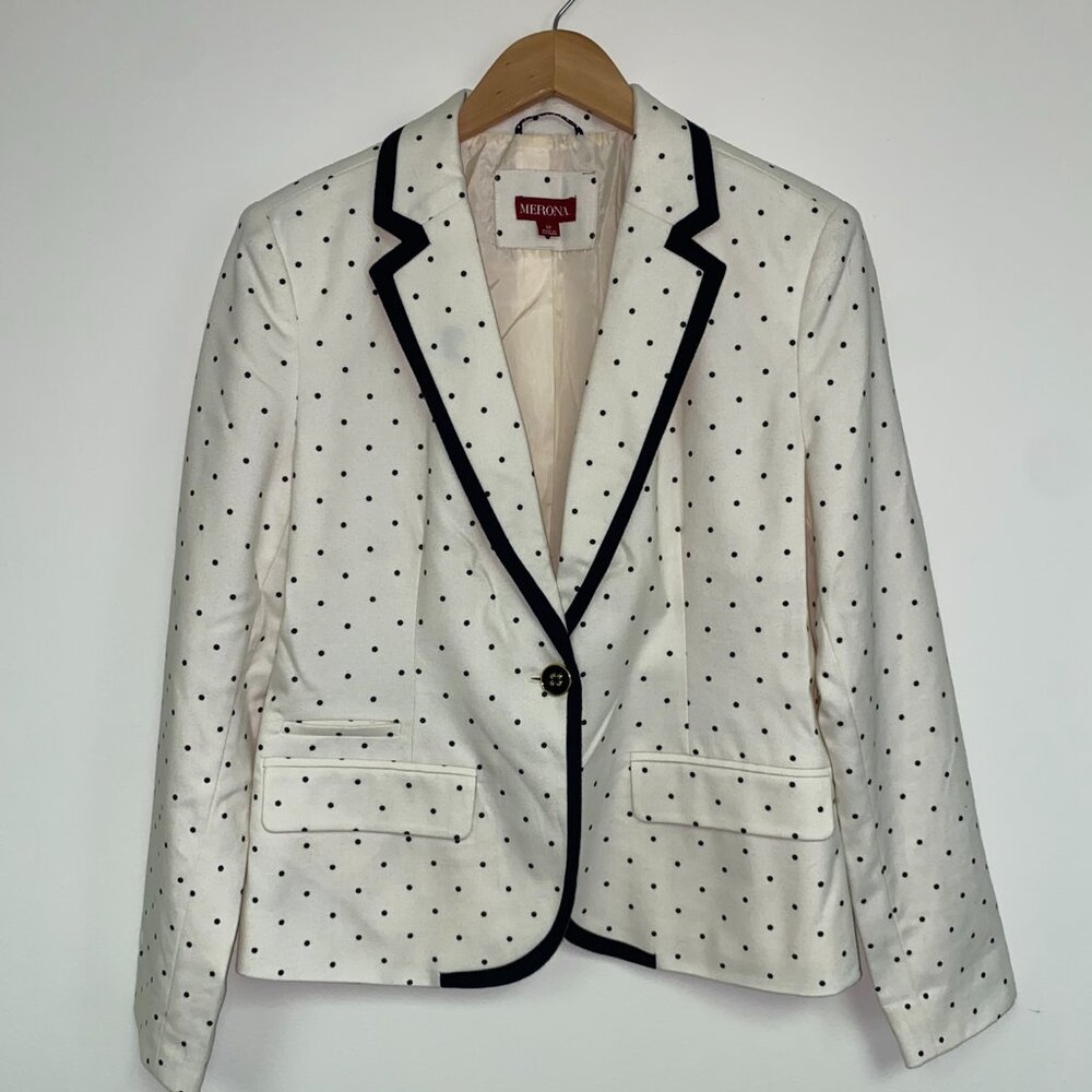 White/Cream Polka Dot Merona Blazer SZ12